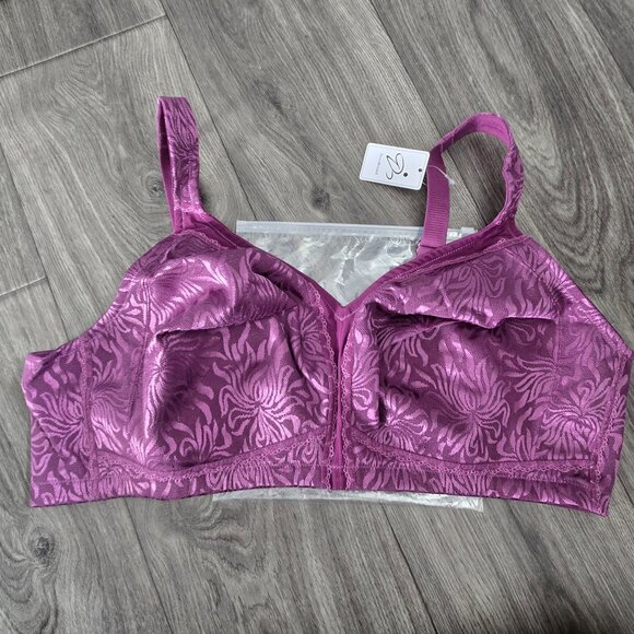 NWT Women’s Purple Floral Lace Wireless Bra – Size 48D - Picture 1 of 4
